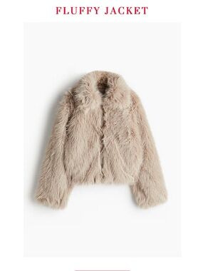 H&M Taupe Faux Fur Bomber Jacket